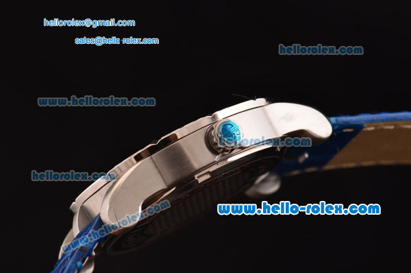 Roger Dubuis Excalibur 36 Miyota OS2064 Quartz Steel Case Diamond Bezel with Blue Leather Strap White Dial - Click Image to Close